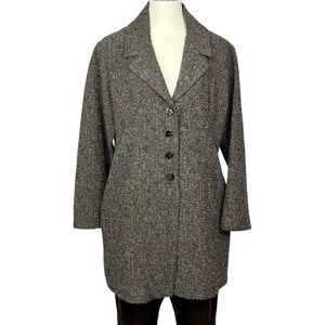 🧥 Ohm (L) Long Jacket Bouclé Grey Wool Blend MADE IN USA